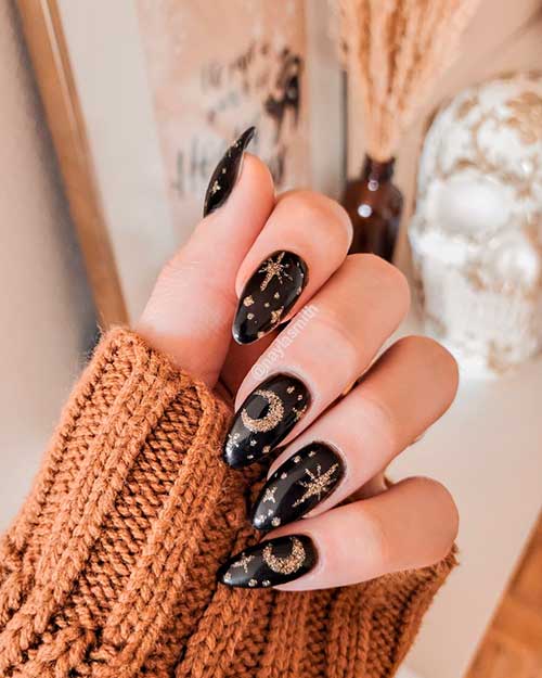 Stiletto Black Witch Nails for Halloween 2021 Stiletto Black Witch Nails for Halloween 2021