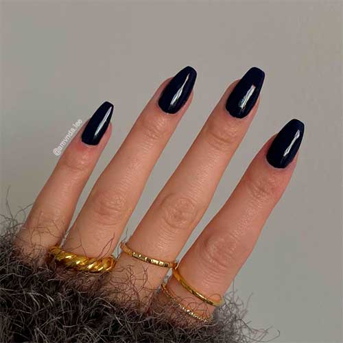 Short Navy Blue Coffin Nails with Isn't it Grand Avenue OPI Nail Polish Short Navy Blue Coffin Nails with Isn't it Grand Avenue OPI Nail Polish