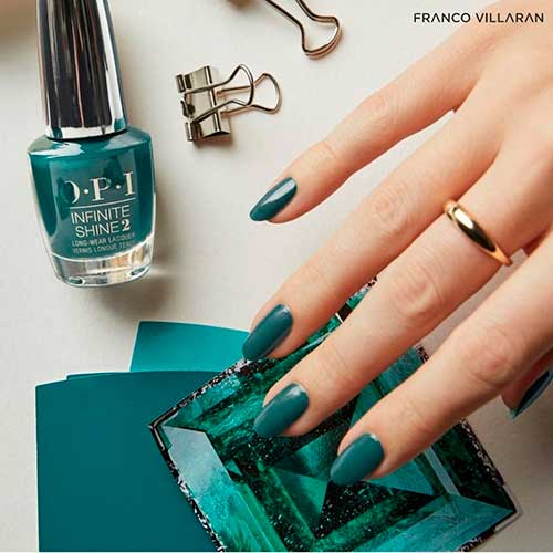 My Studio's on Spring OPI Nail Polish Gorgeous Short Deep Green Nails with My Studio's on Spring OPI Nail Polish