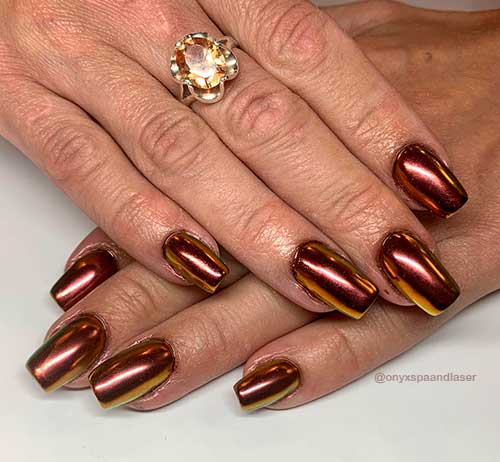 Short Square brown chrome nails Short Square brown chrome nails which are perfect winter nails 2021