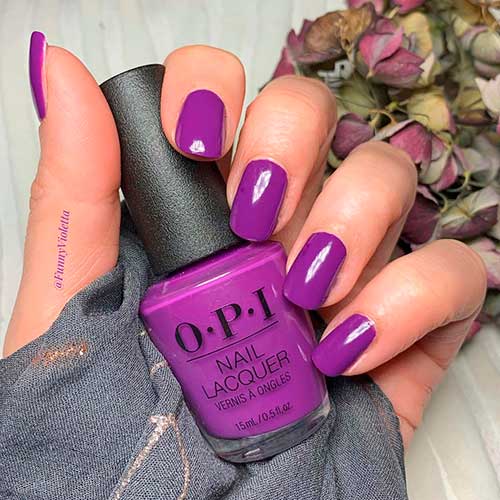 Short violet Nails with OPI Nail Polish Violet Visionary for fall 2021