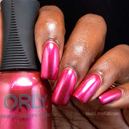 Long Square Shimmer Fuchsia with Awestruck Orly Nail Polish from Momentary Wonders Collection 