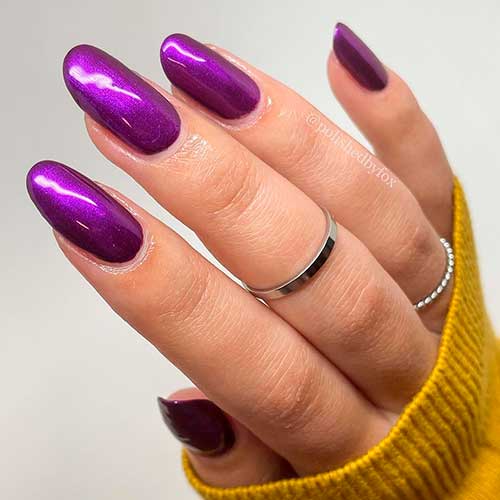 Round long Shimmer Violet Nails with Flight of Fancy ORLY Nail Polish from Momentary Wonders Collection for Holiday 2021