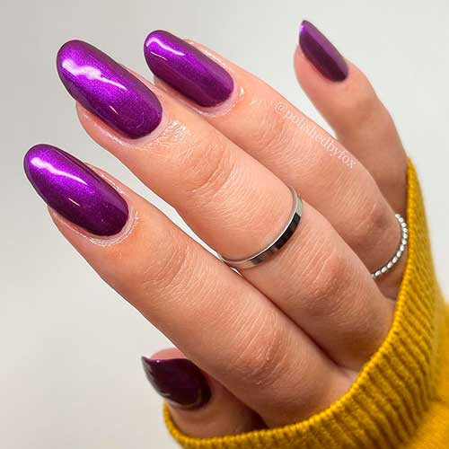 Flight of Fancy ORLY Nail Polish Round long Shimmer Violet Nails with Flight of Fancy ORLY Nail Polish from Momentary Wonders Collection for Holiday 2021
