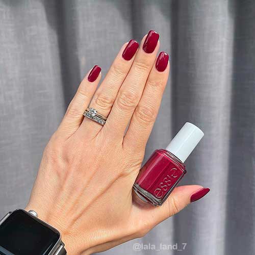 Short Deep Burgundy Nails with Off The Record Essie Nail Polish for Fall 2021