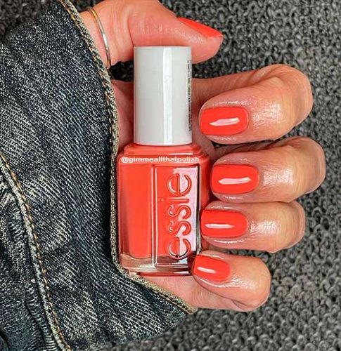 Don’t Kid Yourself Essie Nail Polish Short Bright Coral Nails That Use Don’t Kid Yourself Essie Nail Polish for Winter 2022
