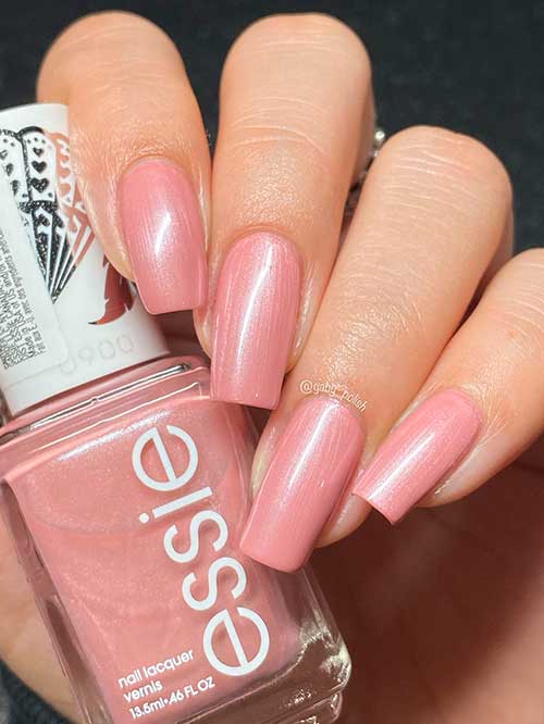 Long square soft pink nails that using Essie nail polish Pretty In Pink from valentine's day collection 2022 Long square soft pink nails that using Essie nail polish Pretty In Pink from valentine's day collection 2022