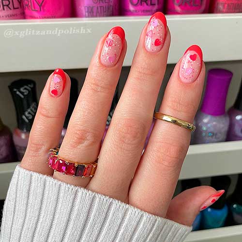 Short Red French Tip Nails with ORLY Crush Nail Polish for Valentine's day 2022