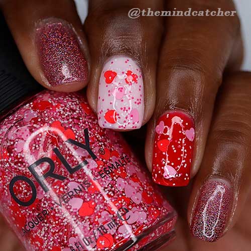 Short Square Shaped Nails That Use XOXO, Crush, and Sweetheart ORLY Nail Polish Shades for Valentine’s Day 2022