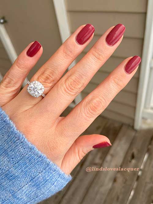 Short squoval blush pink nails use Essie Nail Polish Lips Are Sealed from valentine’s day collection 2022