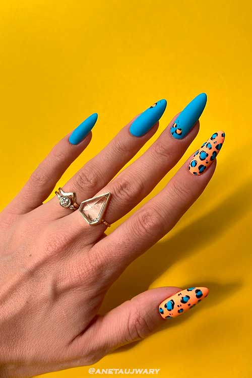 Matte Almond Blue and Orange with Leopard prints for Summer 2022