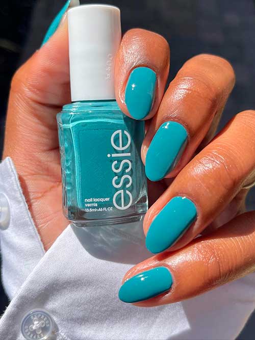 Essie Transcend the trend Essie Transcend the trend - Muted teal-blue nail polish with yellow undertones - teal blue nails