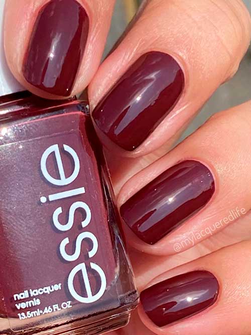 Essie bold and boulder - Burgundy-red nail polish with brown undertones - Burgundy nails