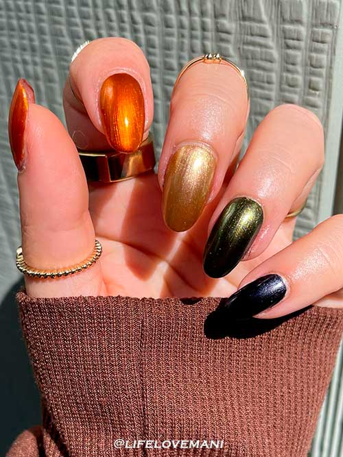 Cute Multicolored Nails Using In The Spirit ORLY Breathable Nail Polish Collection for Fall/Holiday 2022