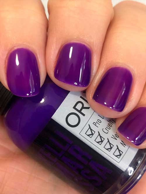 Short Glossy Purple Nails with Mystic Jelly Orly Nail Polish