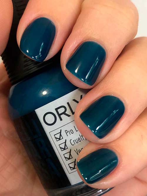 Short Medium Teal Jelly Nails with Orly Nail Polish Oasis Jelly