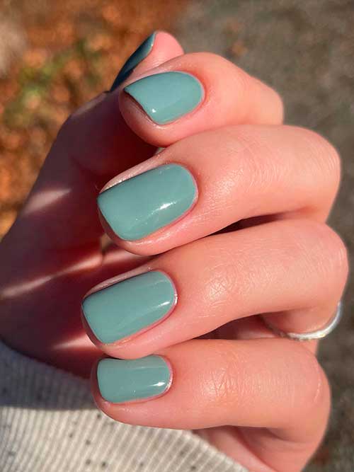Short sage green using Essie caught in the rain from unguilty pleasures collection