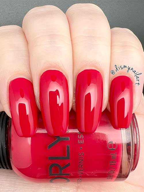 Long Coffin Red Nails with Oh Darling from Orly Hopeless Romantic Collection for Spring 2023