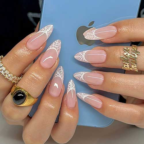 White French cobweb nails White French cobweb nails