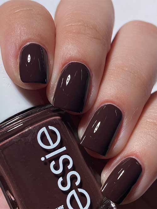Short rich coffee brown nails using Essie Odd Squad nail polish from Essie Odd Squad Collection Short rich coffee brown nails using Essie Odd Squad nail polish from Essie Odd Squad Collection